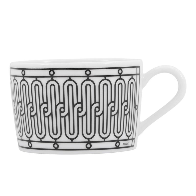 エルメス ティーカップ ティーカップ & ソーサー Hデコ 2客セット HERMES 食器 ペア 白 黒