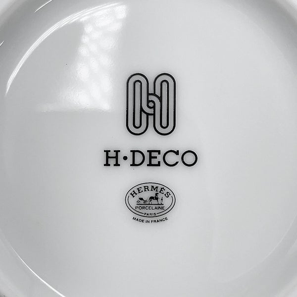 エルメス ティーカップ ティーカップ & ソーサー Hデコ 2客セット HERMES 食器 ペア 白 黒