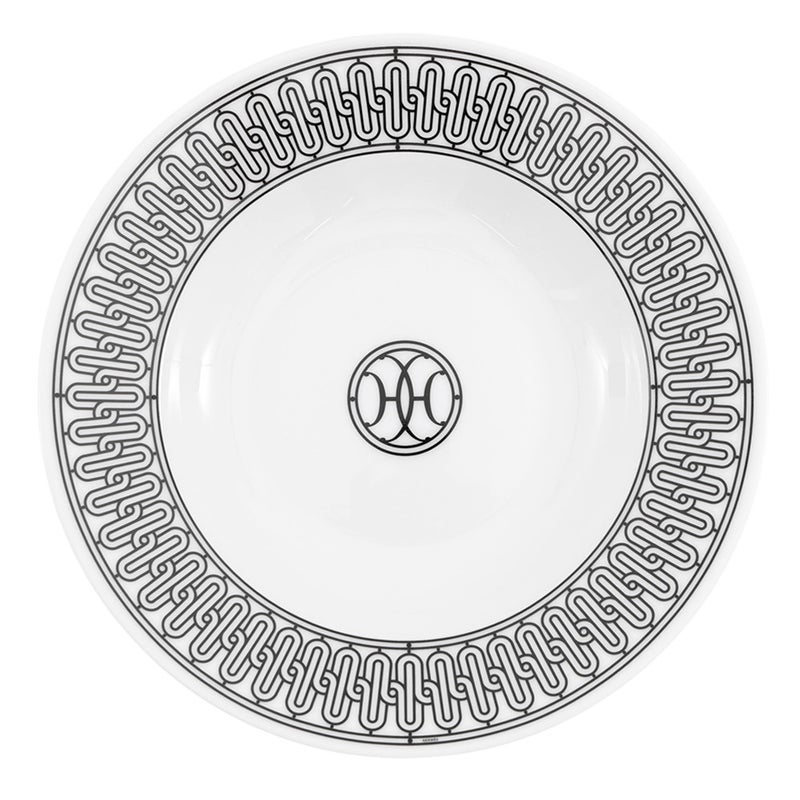 エルメス スーププレート Hデコ 2枚セット HERMES 陶器 食器 白 黒
