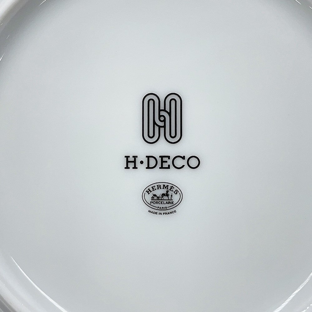 エルメス スーププレート Hデコ 2枚セット HERMES 陶器 食器 白 黒