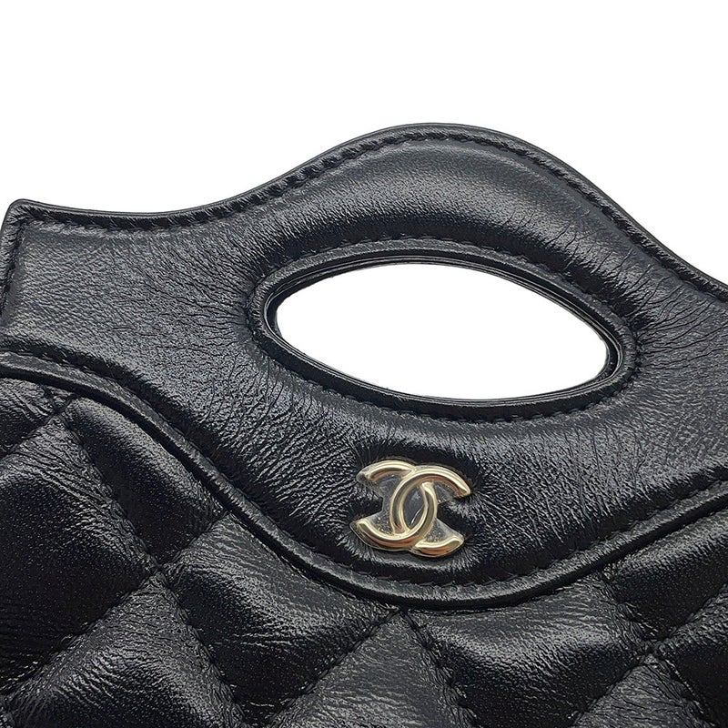 シャネル チェーンショルダーバッグ ココマーク マトラッセ ラムスキン AP3875 CHANEL チェーンクラッチ 黒