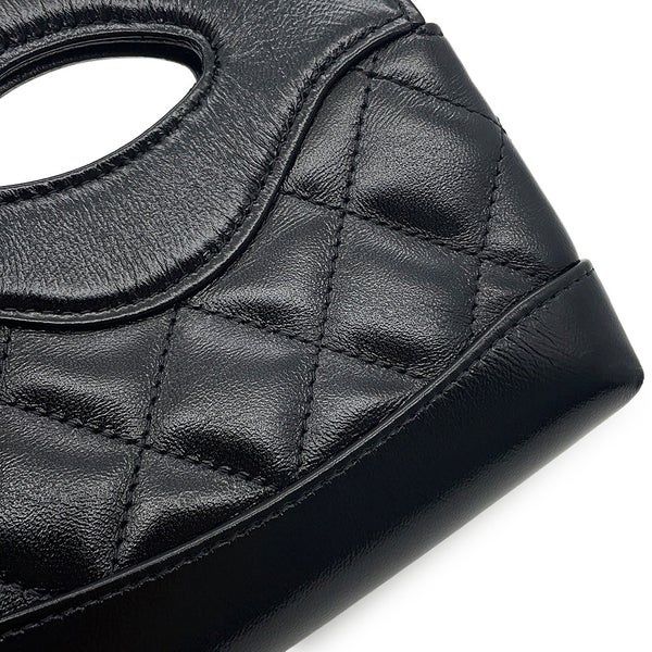 シャネル チェーンショルダーバッグ ココマーク マトラッセ ラムスキン AP3875 CHANEL チェーンクラッチ 黒