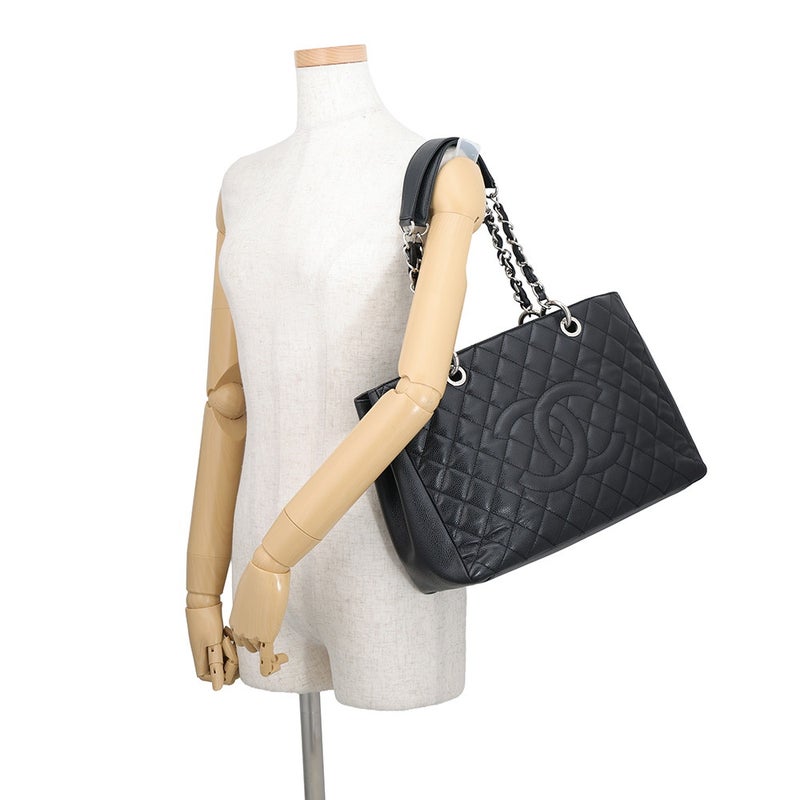 シャネル チェーントートバッグ ココマーク マトラッセ GST キャビアスキン A50995 CHANEL ショルダーバッグ 黒