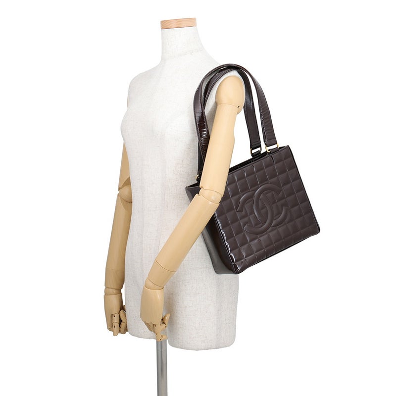 シャネル トートバッグ ココマーク チョコバー パテント CHANEL