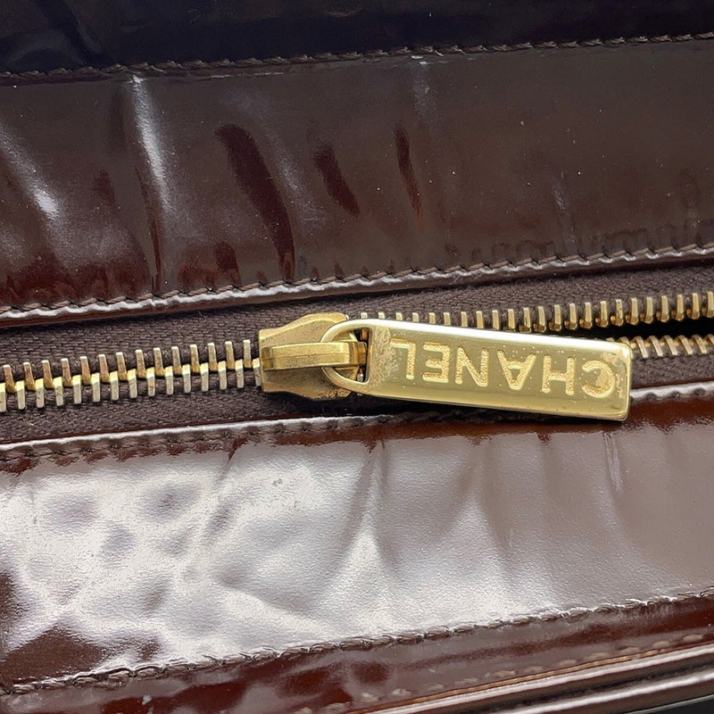 シャネル トートバッグ ココマーク チョコバー パテント CHANEL