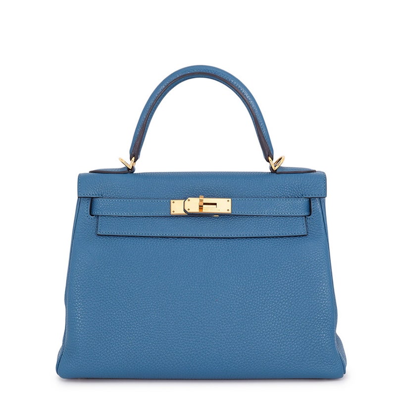 エルメス ハンドバッグ ケリー28 内縫い ブルードガリス/ゴールド金具 トゴ □Q刻印 HERMES Kelly 2wayバッグ