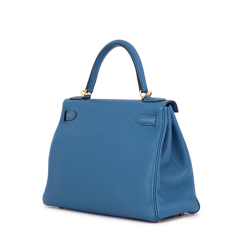 エルメス ハンドバッグ ケリー28 内縫い ブルードガリス/ゴールド金具 トゴ □Q刻印 HERMES Kelly 2wayバッグ