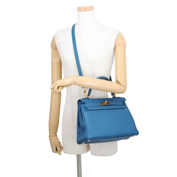 エルメス ハンドバッグ ケリー28 内縫い ブルードガリス/ゴールド金具 トゴ □Q刻印 HERMES Kelly 2wayバッグ