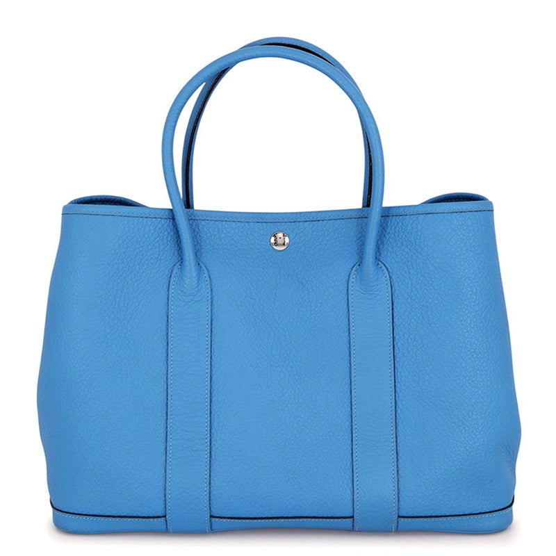 エルメス トートバッグ ガーデンパーティPM コバルト/シルバー金具 ネゴンダ □R刻印 HERMES Garden Party