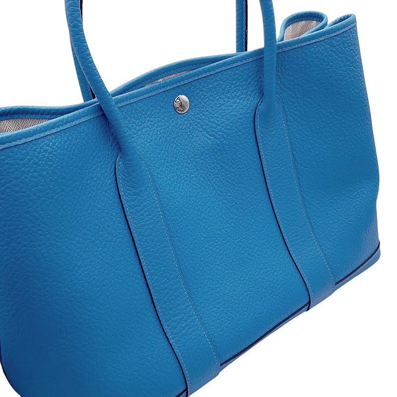 エルメス トートバッグ ガーデンパーティPM コバルト/シルバー金具 ネゴンダ □R刻印 HERMES Garden Party