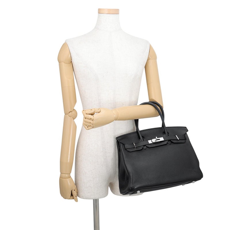 エルメス バーキン30 ブラック/シルバー金具 トリヨンクレマンス □K刻印 HERMES Birkin ハンドバッグ 黒