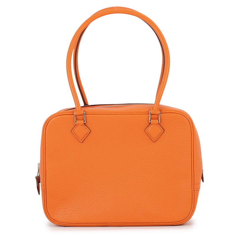 エルメス ハンドバッグ プリュム ミニ オレンジ/シルバー金具 シェブルミゾル □H刻印 HERMES バッグ シェーブル