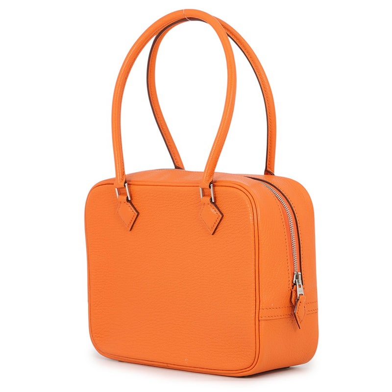 エルメス ハンドバッグ プリュム ミニ オレンジ/シルバー金具 シェブルミゾル □H刻印 HERMES バッグ シェーブル