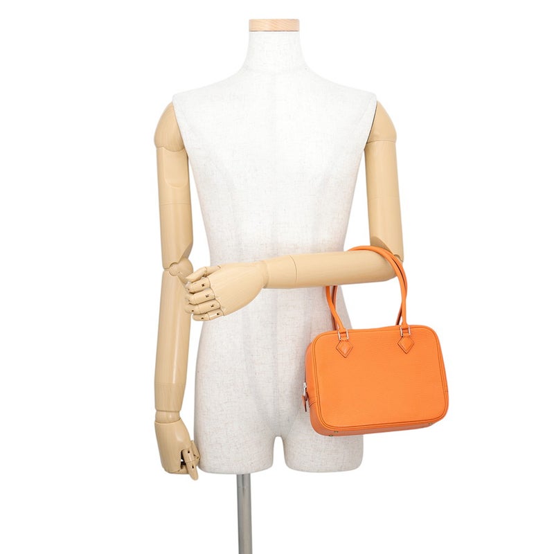エルメス ハンドバッグ プリュム ミニ オレンジ/シルバー金具 シェブルミゾル □H刻印 HERMES バッグ シェーブル