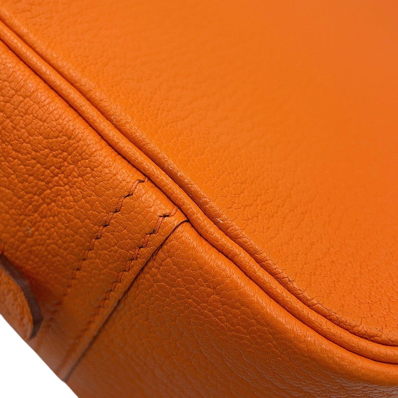 エルメス ハンドバッグ プリュム ミニ オレンジ/シルバー金具 シェブルミゾル □H刻印 HERMES バッグ シェーブル