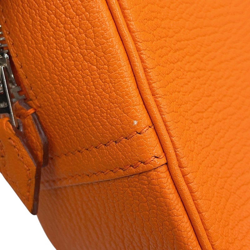 エルメス ハンドバッグ プリュム ミニ オレンジ/シルバー金具 シェブルミゾル □H刻印 HERMES バッグ シェーブル