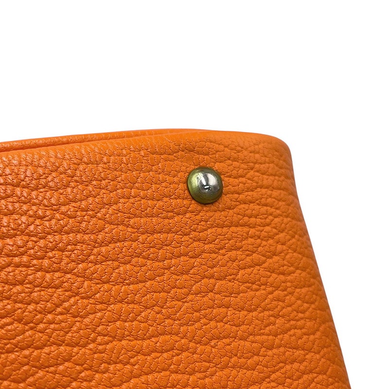 エルメス ハンドバッグ プリュム ミニ オレンジ/シルバー金具 シェブルミゾル □H刻印 HERMES バッグ シェーブル