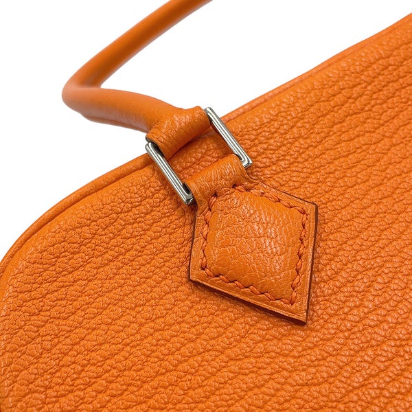 エルメス ハンドバッグ プリュム ミニ オレンジ/シルバー金具 シェブルミゾル □H刻印 HERMES バッグ シェーブル