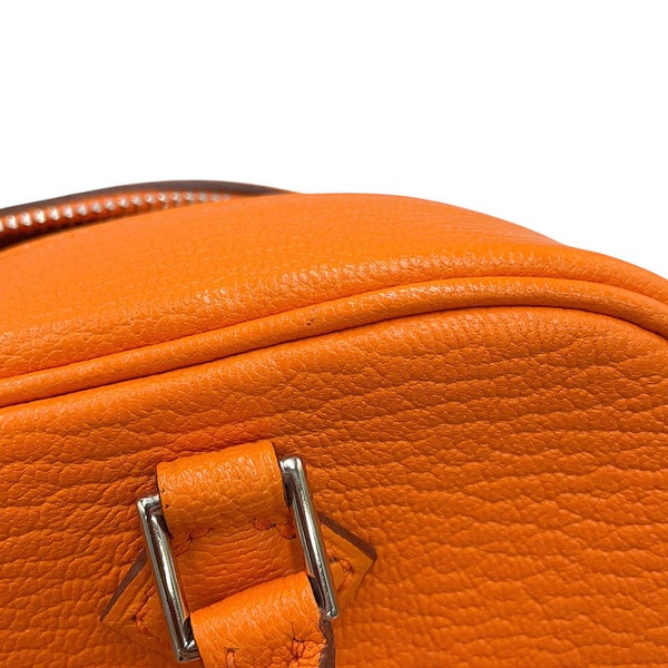 エルメス ハンドバッグ プリュム ミニ オレンジ/シルバー金具 シェブルミゾル □H刻印 HERMES バッグ シェーブル