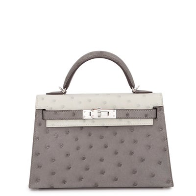 Hermès Mini Kelly 2 Ostrich Palladium
