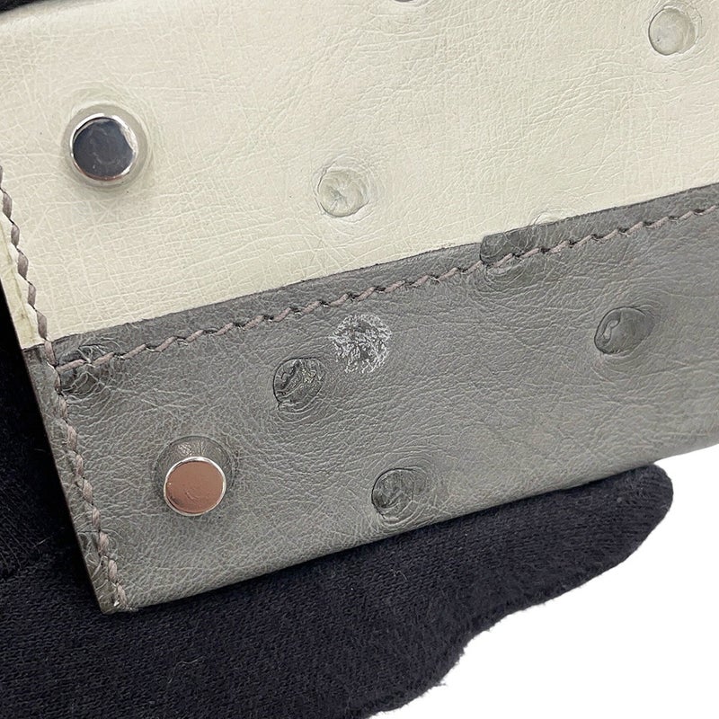 エルメス ハンドバッグ ミニケリー2 外縫い グリメイヤー /グリパール/シルバー金具 オーストリッチ W刻印 HERMES Kelly 2way