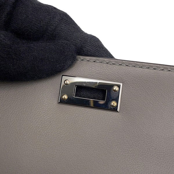 エルメス ハンドバッグ ミニケリー2 外縫い グリメイヤー /グリパール/シルバー金具 オーストリッチ W刻印 HERMES Kelly 2way