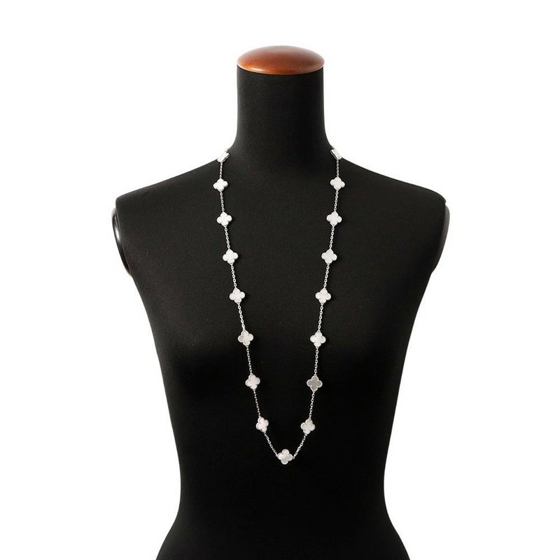 ヴァンクリ ネックレス ヴィンテージ アルハンブラ ロングネックレス 20モチーフ マザーオブパール K18WG VCARF48800