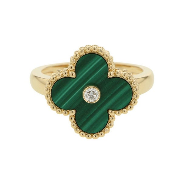 ヴァンクリーフ&アーペル リング ヴィンテージ アルハンブラ リング マラカイト ダイヤ 1P 0.05ct K18YG サイズ51 VCARO3QM00