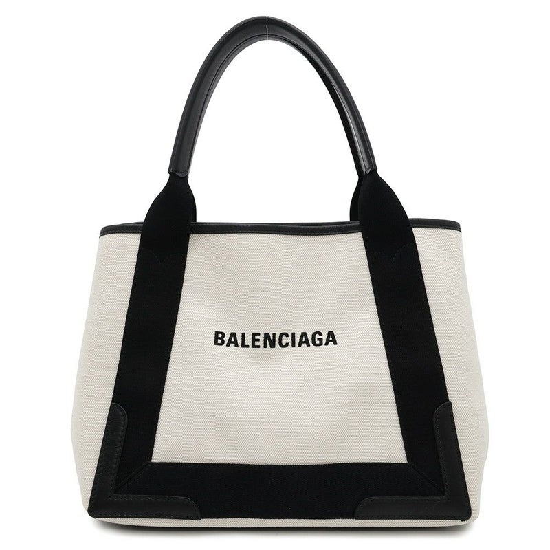 バレンシアガ トートバッグ ネイビーカバス S ポーチ付 339933 BALENCIAGA スモール バッグ カバ 白 黒