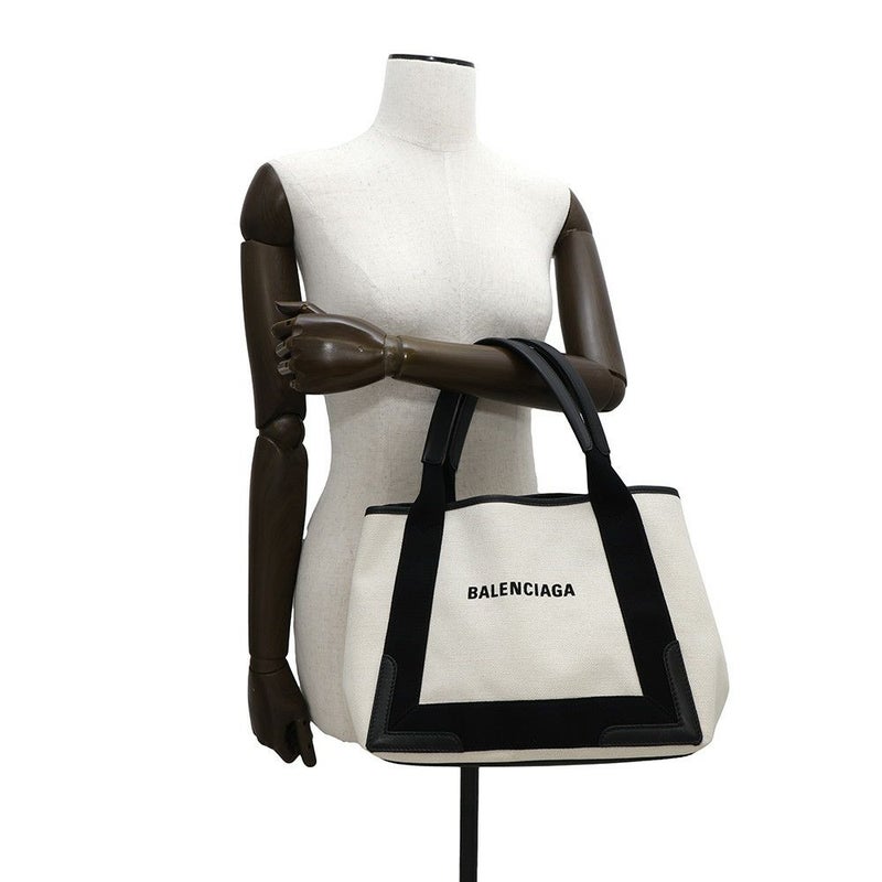 バレンシアガ トートバッグ ネイビーカバス S ポーチ付 339933 BALENCIAGA スモール バッグ カバ 白 黒