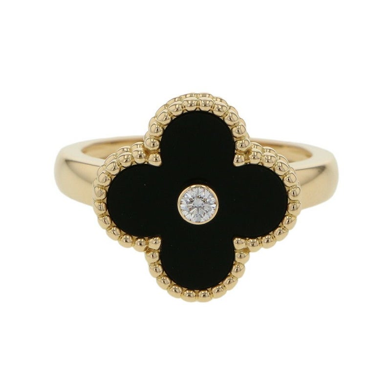 ヴァンクリーフ＆アーペル リング ヴィンテージアルハンブラ ダイヤ 0.06ct オニキス K18YG リングサイズ53 VCARA41000