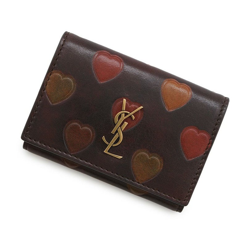 サンローランパリ 三つ折り財布 オリガミ タイニー ウォレット ハート柄 レザー SAINT LAURENT PARIS