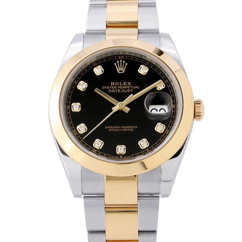 ロレックス デイトジャスト 41 SS/K18YG 126303G ROLEX 腕時計 黒文字盤 10Pダイヤ
