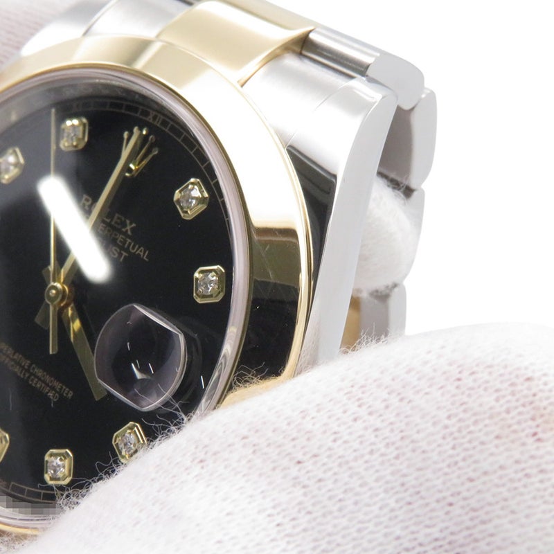 ロレックス デイトジャスト 41 SS/K18YG 126303G ROLEX 腕時計 黒文字盤 10Pダイヤ