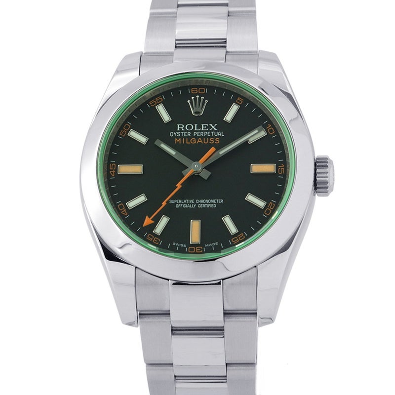 ロレックス ミルガウス グリーンガラス ランダムシリアル ルーレット 116400GV ROLEX 腕時計 黒文字盤