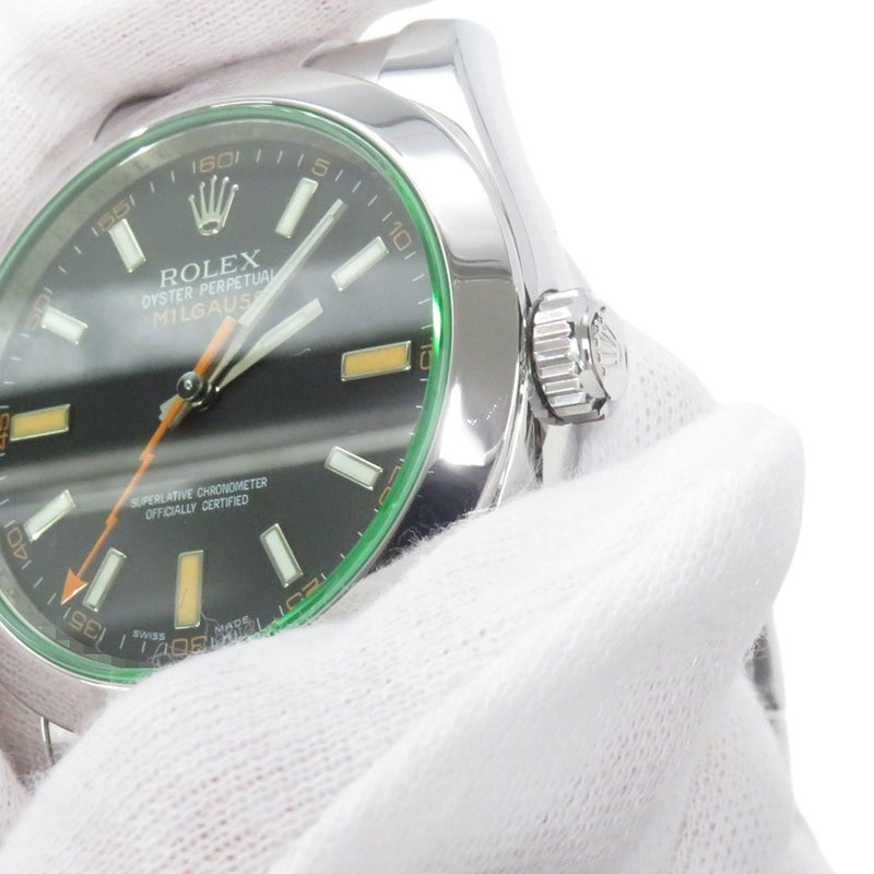 ロレックス ミルガウス グリーンガラス ランダムシリアル ルーレット 116400GV ROLEX 腕時計 黒文字盤