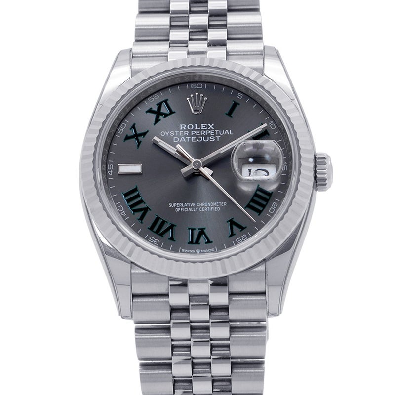 ロレックス デイトジャスト36 SS/K18WG ランダムシリアル ルーレット 126234 ROLEX 腕時計 スレート文字盤