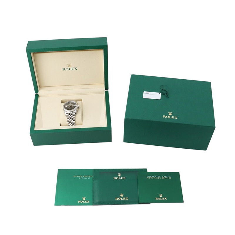 ロレックス デイトジャスト36 SS/K18WG ランダムシリアル ルーレット 126234 ROLEX 腕時計 スレート文字盤
