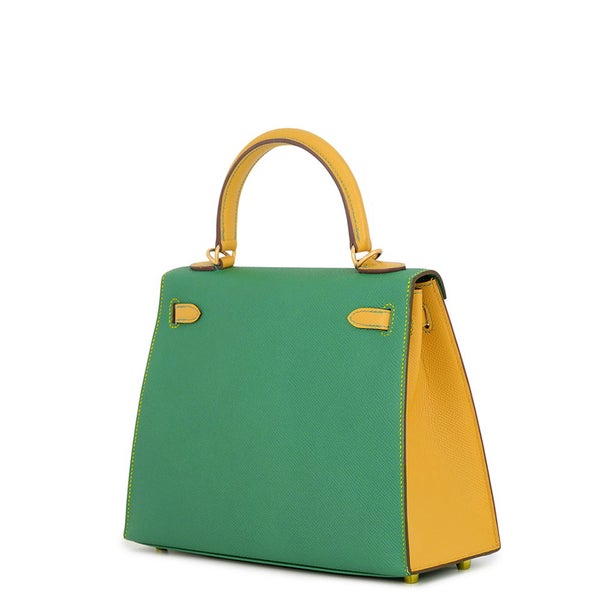 エルメス ハンドバッグ ケリー25 外縫い カクタス/ジョーヌドール/ゴールド金具 エプソン D刻印 HERMES Kelly 2way SPO