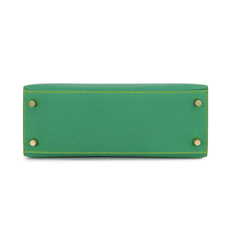 エルメス ハンドバッグ ケリー25 外縫い カクタス/ジョーヌドール/ゴールド金具 エプソン D刻印 HERMES Kelly 2way SPO