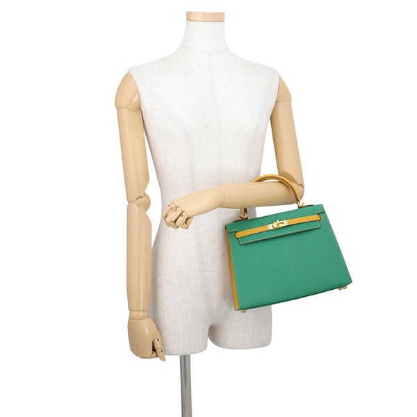 エルメス ハンドバッグ ケリー25 外縫い カクタス/ジョーヌドール/ゴールド金具 エプソン D刻印 HERMES Kelly 2way SPO