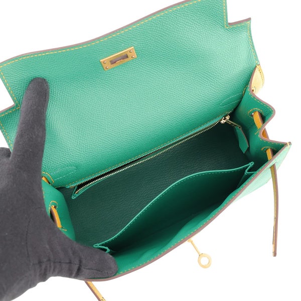 エルメス ハンドバッグ ケリー25 外縫い カクタス/ジョーヌドール/ゴールド金具 エプソン D刻印 HERMES Kelly 2way SPO