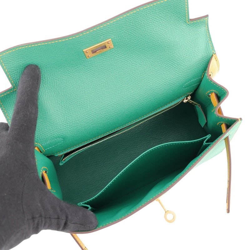 エルメス ハンドバッグ ケリー25 外縫い カクタス/ジョーヌドール/ゴールド金具 エプソン D刻印 HERMES Kelly 2way SPO