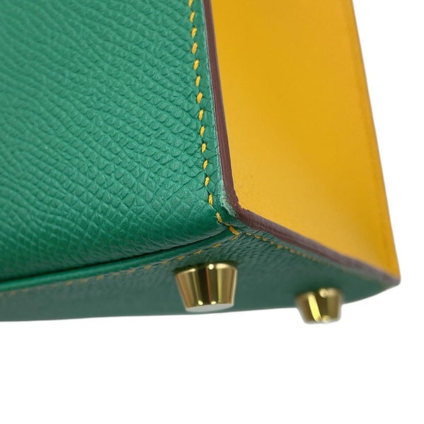 エルメス ハンドバッグ ケリー25 外縫い カクタス/ジョーヌドール/ゴールド金具 エプソン D刻印 HERMES Kelly 2way SPO