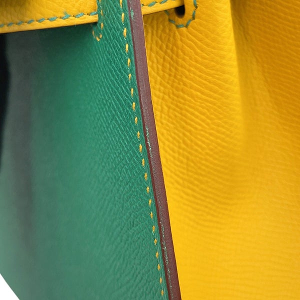 エルメス ハンドバッグ ケリー25 外縫い カクタス/ジョーヌドール/ゴールド金具 エプソン D刻印 HERMES Kelly 2way SPO
