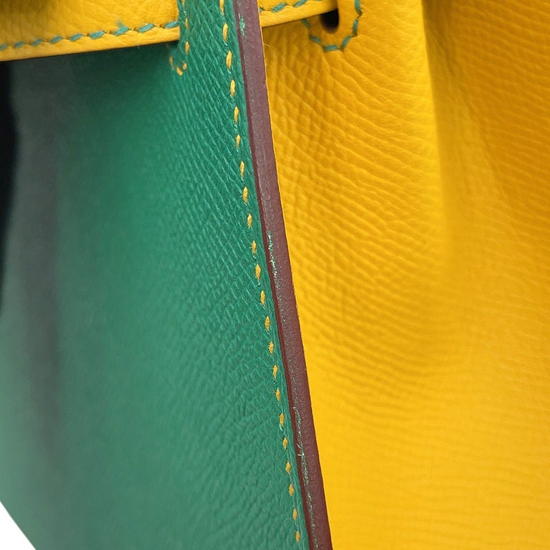 エルメス ハンドバッグ ケリー25 外縫い カクタス/ジョーヌドール/ゴールド金具 エプソン D刻印 HERMES Kelly 2way SPO