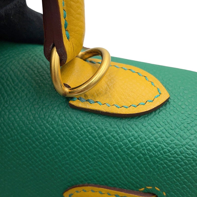 エルメス ハンドバッグ ケリー25 外縫い カクタス/ジョーヌドール/ゴールド金具 エプソン D刻印 HERMES Kelly 2way SPO
