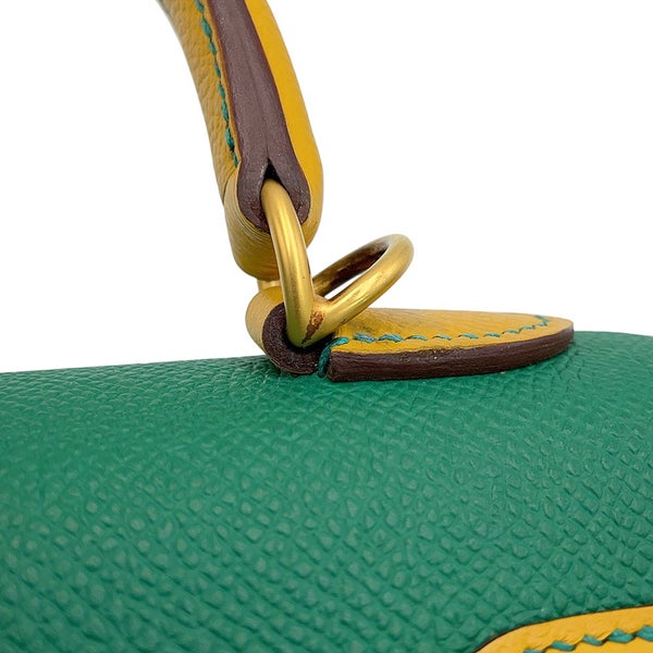 エルメス ハンドバッグ ケリー25 外縫い カクタス/ジョーヌドール/ゴールド金具 エプソン D刻印 HERMES Kelly 2way SPO