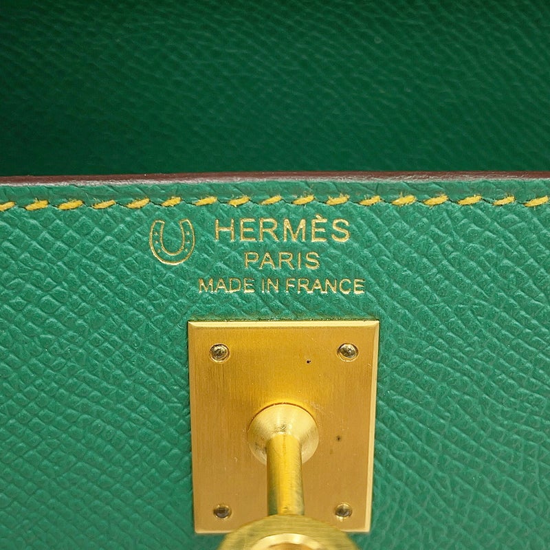 エルメス ハンドバッグ ケリー25 外縫い カクタス/ジョーヌドール/ゴールド金具 エプソン D刻印 HERMES Kelly 2way SPO