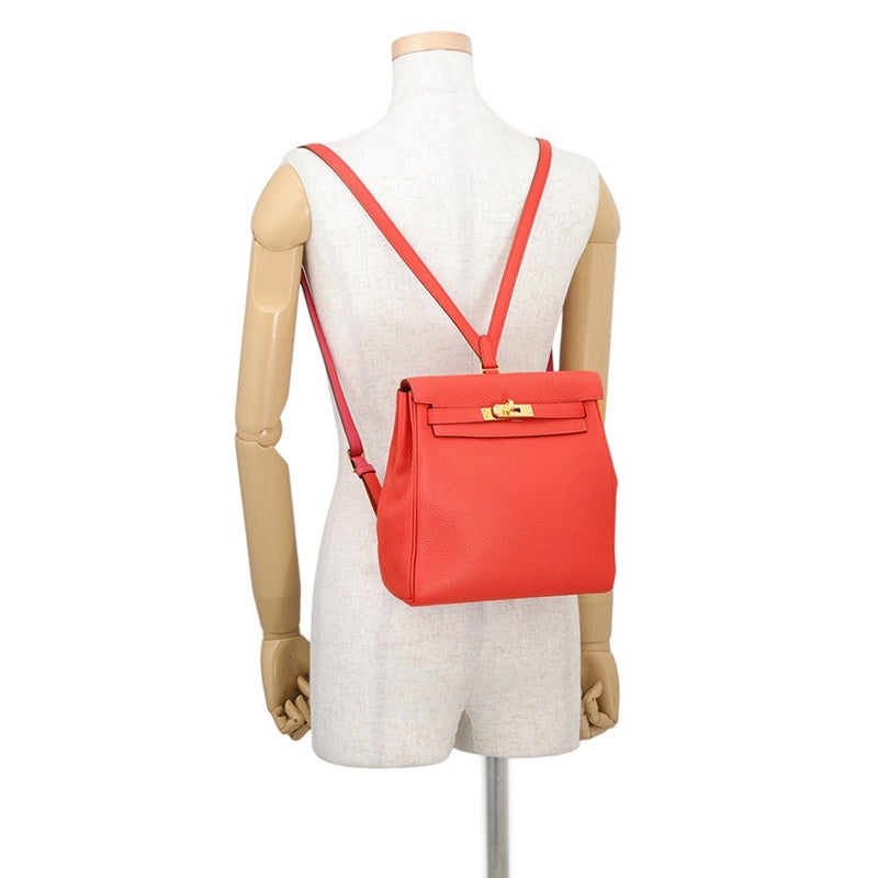 エルメス リュック ケリーアドPM ルージュピヴォワンヌ/ゴールド金具 トゴ D刻印 HERMES バッグ